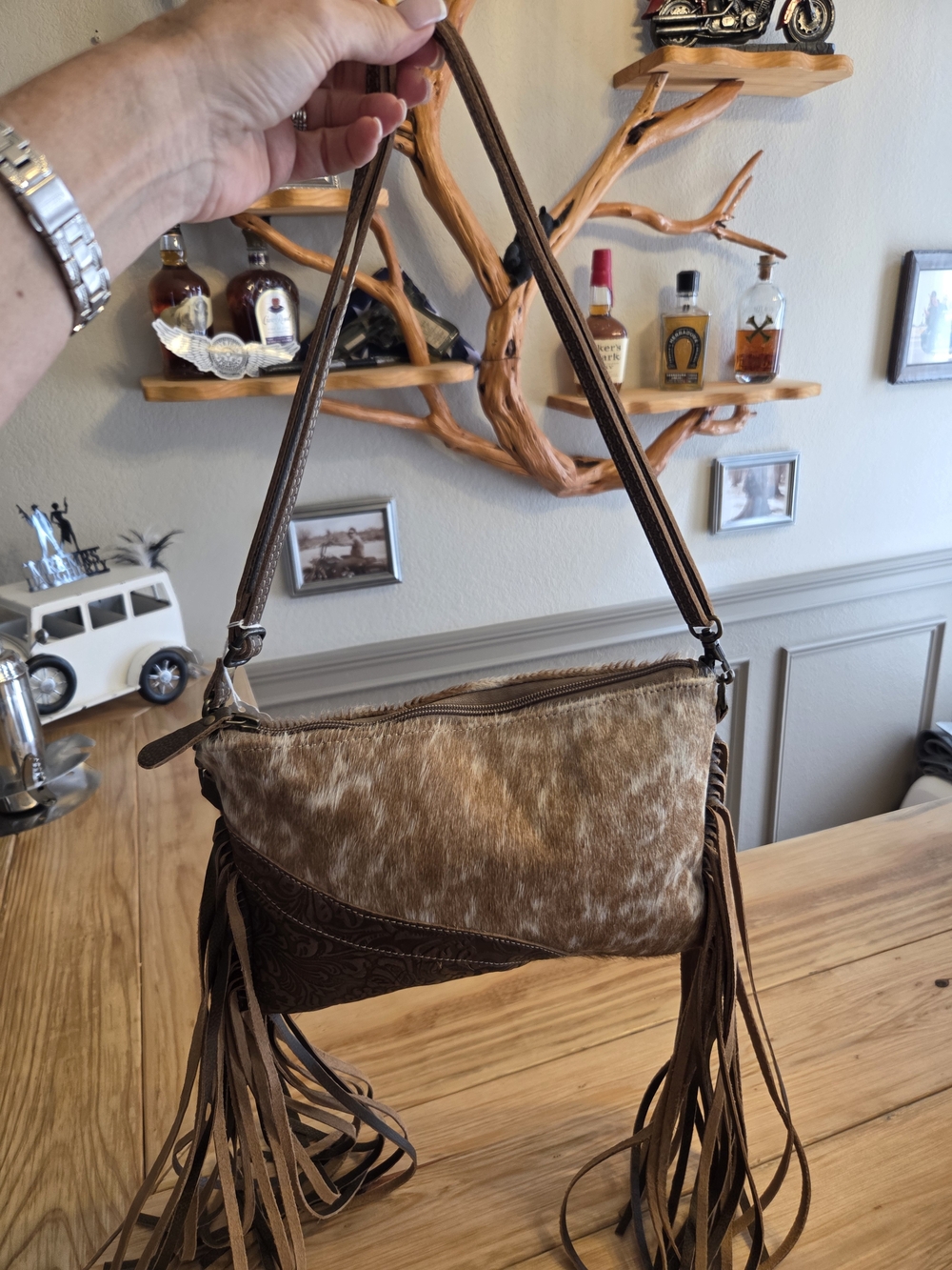 Myra Brown Fringe Cowhide Shoulder/crossbody Bag
